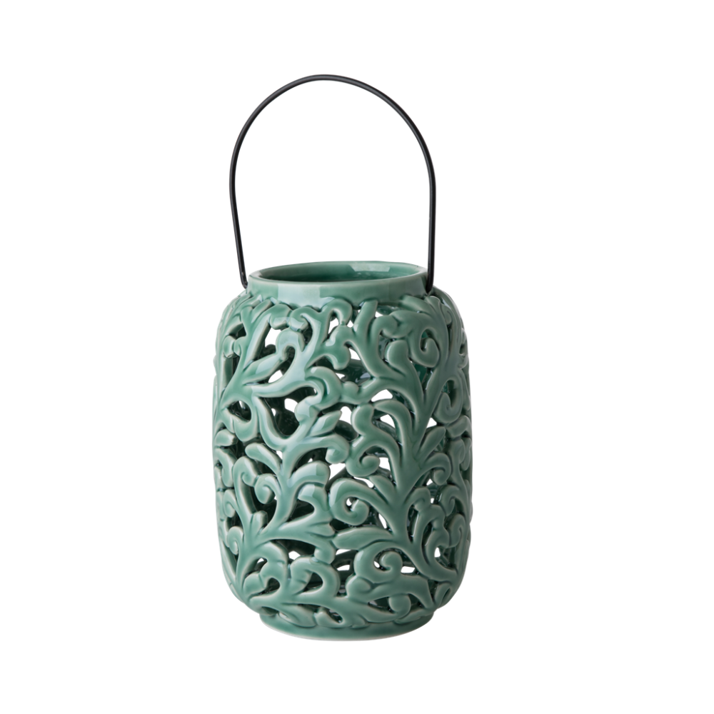 Green Ceramic Lantern By Rice DK